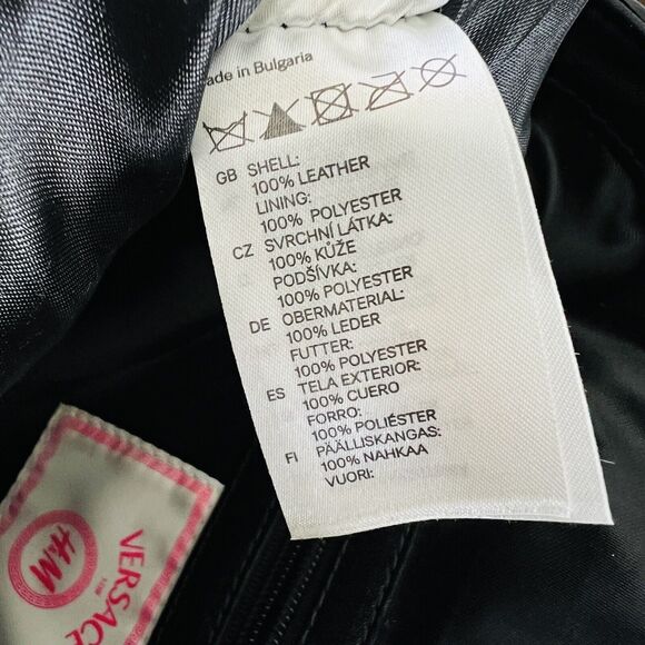 2011 VERSACE for H&M Black Leather Tasche Rouch Studded Gold Chains Charm Bag - Picture 9 of 14